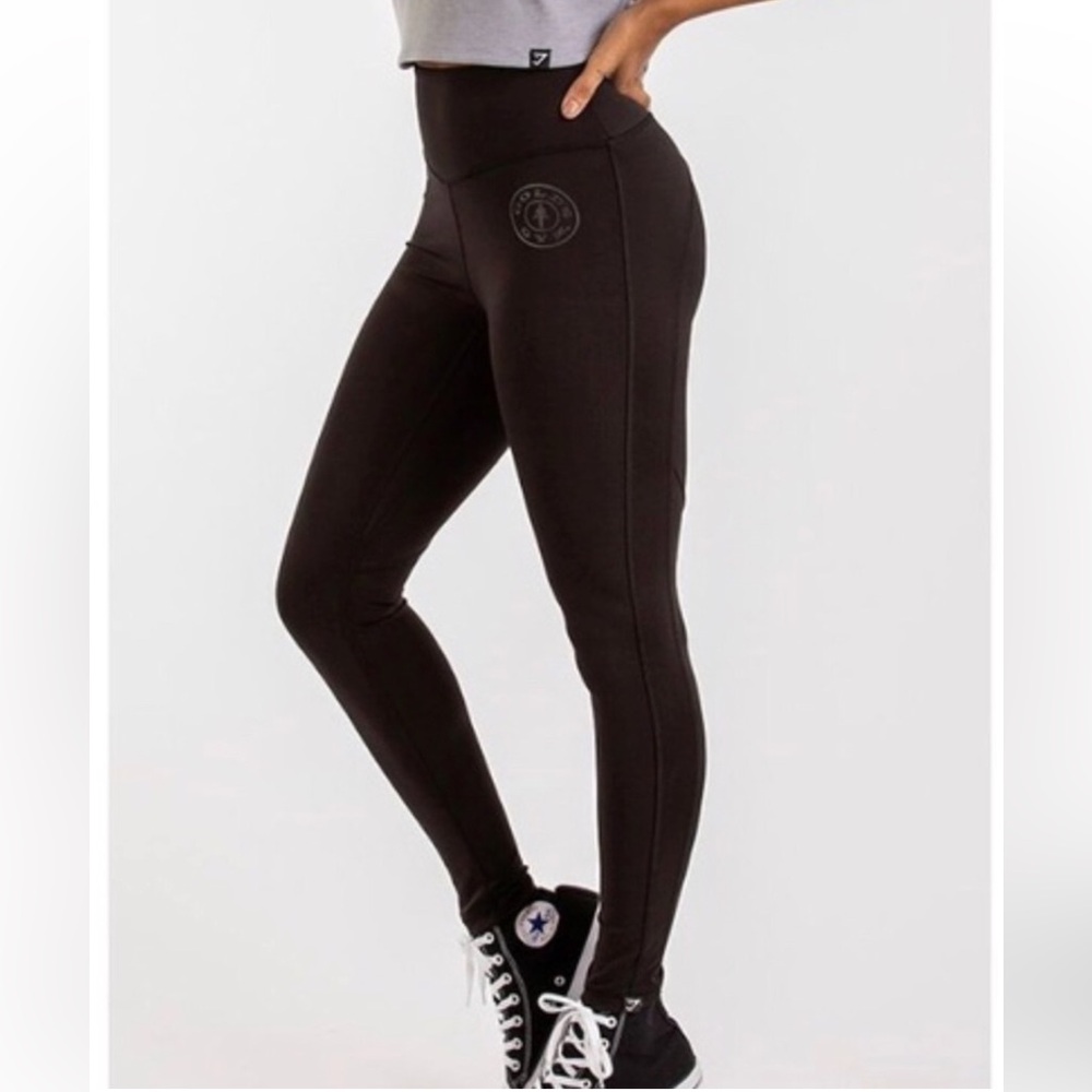 Gymshark Black High Waisted Leggings Gold s Gym collaboration NWT